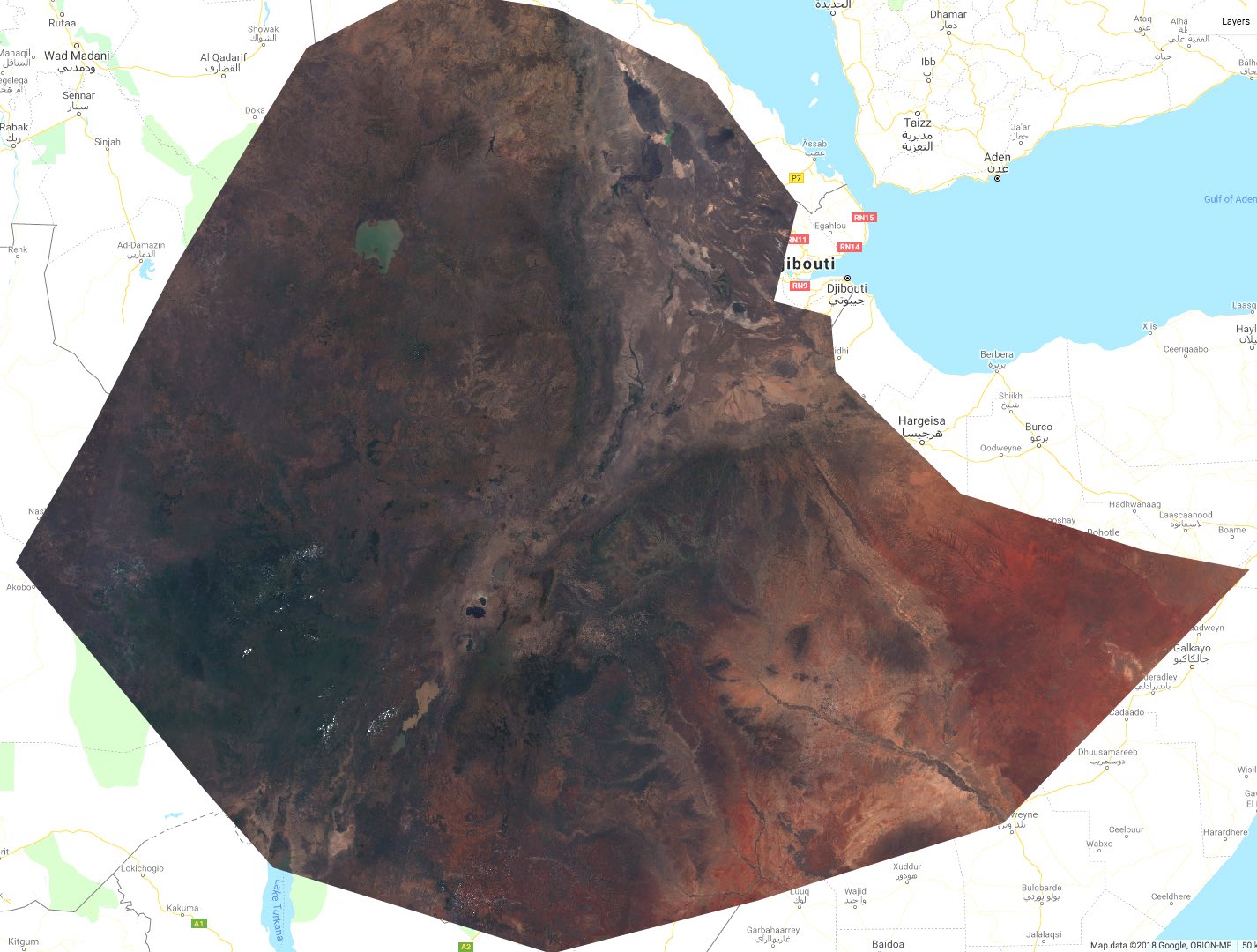 Landsat 8 composition for second quarter in Ethiopia