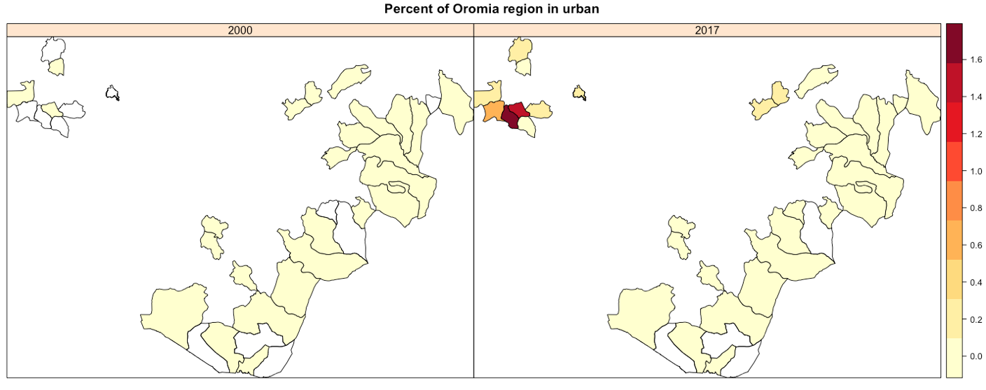 Built up changes in Oromia region