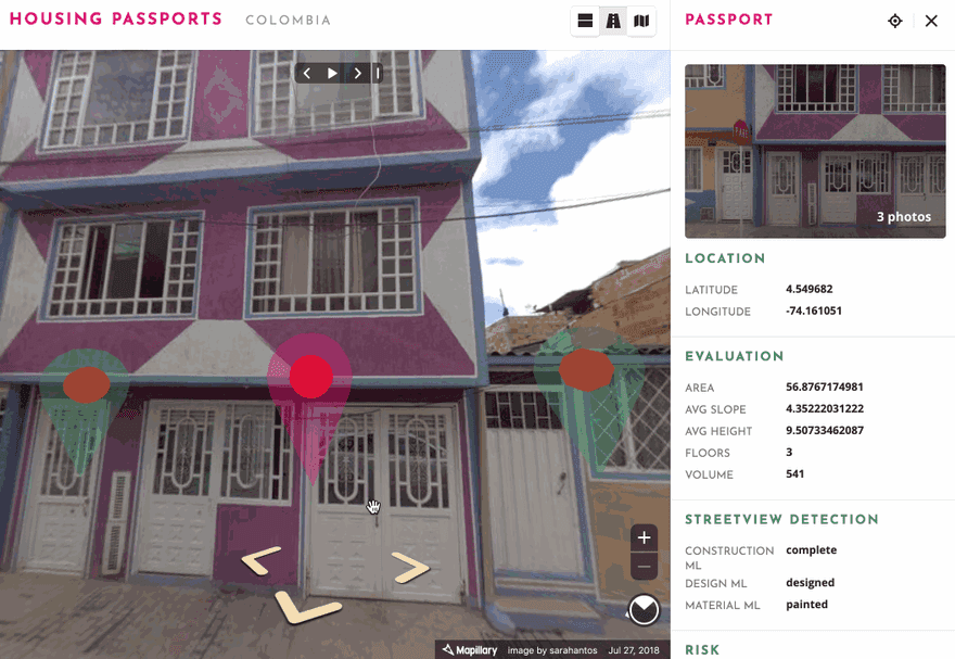 **Figure 5. Users can also navigate using a building footprint map.** Both the street view and building footprint maps allow users to select and view a building’s Housing Passport.
